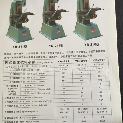 精诚YB-214铣床 卧式铣床价格 开槽机 铣槽机