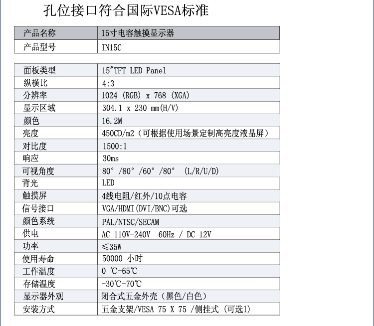 15寸电容触摸显示器