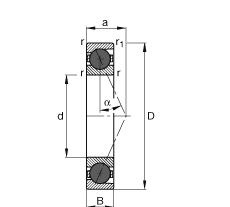 主轴轴承 HCB71916-E-T-P4S, 调节，成对或单元安装，接触角 α = 25°，陶瓷球，限制公差