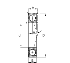 主轴轴承 B7005-C-T-P4S, 调节，成对安装，接触角 α = 15°，限制公差