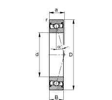 主轴轴承 HSS7007-C-T-P4S, 调节，成对安装，接触角 α = 15°，两侧唇密封，非接触，加严公差